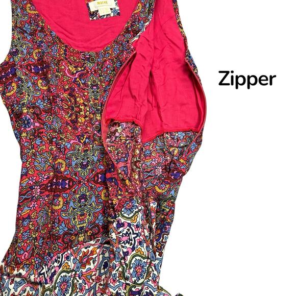 Maeve By Anthropologie Dress Women's Sz 6 Colorful Sleeveless Boho Floral Hi-Lo - Picture 6 of 11